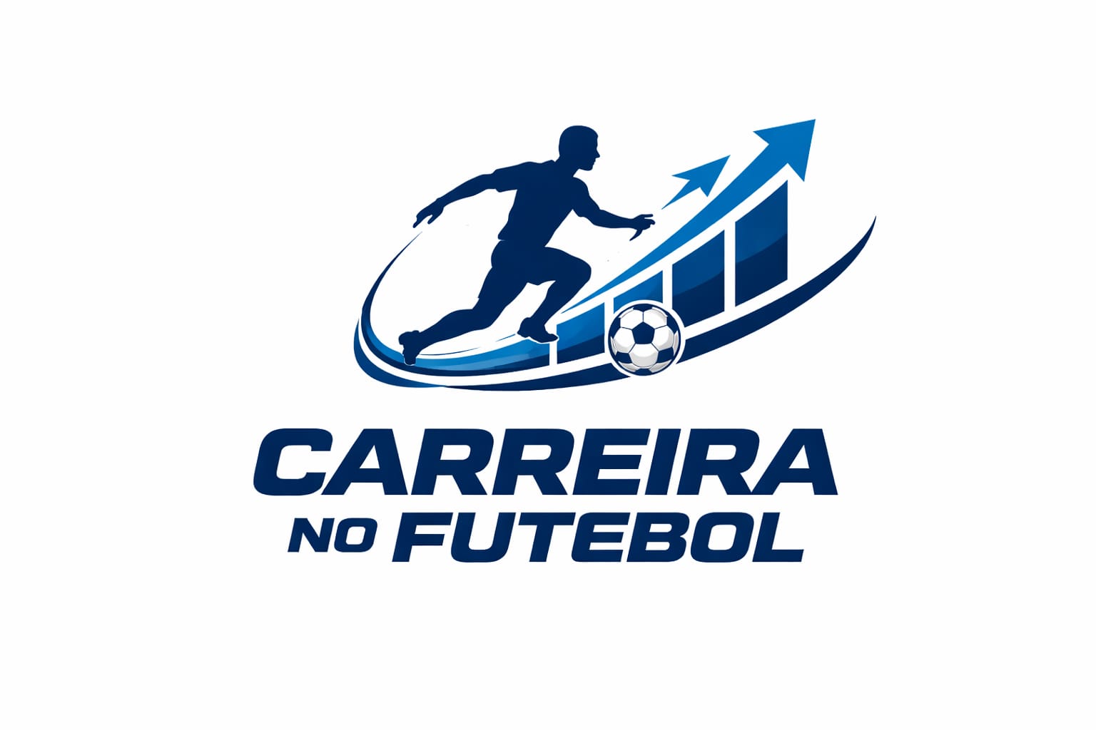 Logo do site Carreira no Futebol com silhueta de jogador e gráfico de crescimento representando evolução no futebol